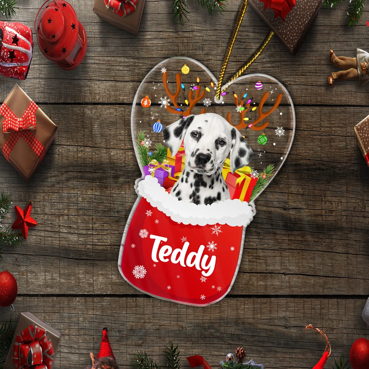Custom Photo Santa Bag - Gift For Pet Lovers - Personalized Custom Shaped Acrylic Ornament - Image 6
