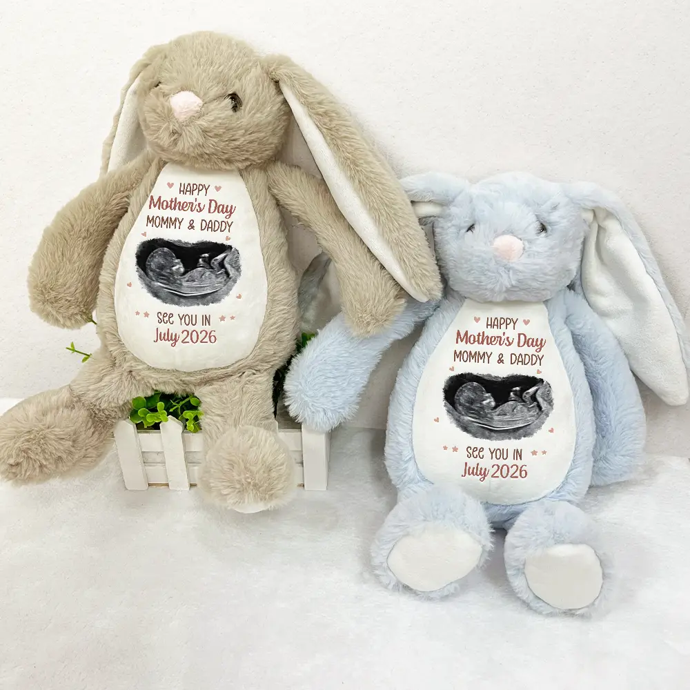 Custom Photo See You In 2026 Baby Expecting - Personalized Soft Toy Bunny - Image 3