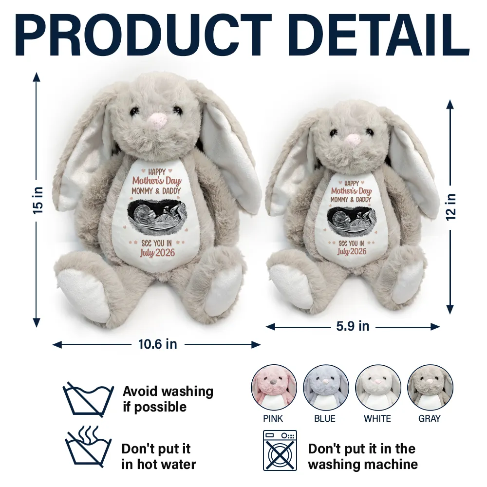Custom Photo See You In 2026 Baby Expecting - Personalized Soft Toy Bunny - Image 5
