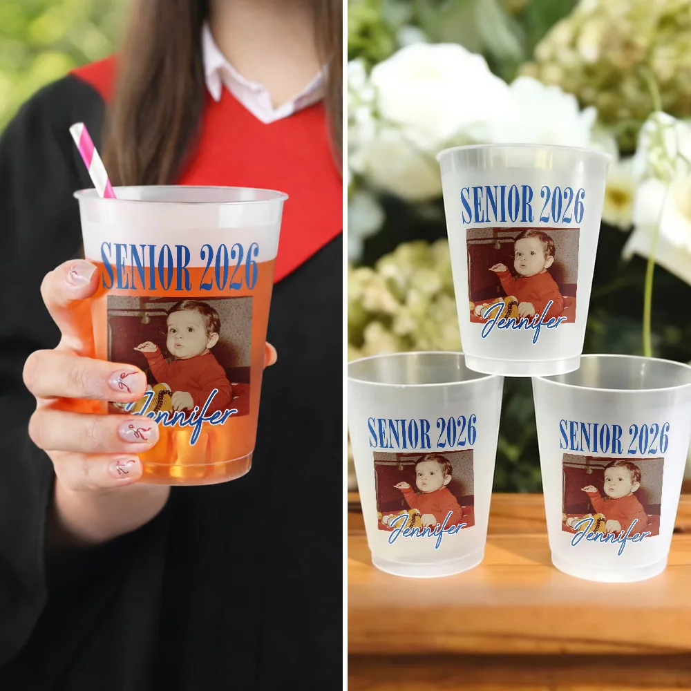 Custom Photo Senior Vinatge Graduation - Personalized Frosted Cups - Image 5