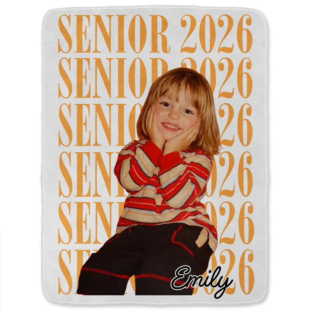 Custom Photo Senior Vintage Portrait - Personalized Fleece Blanket, Sherpa Blanket - Image 3