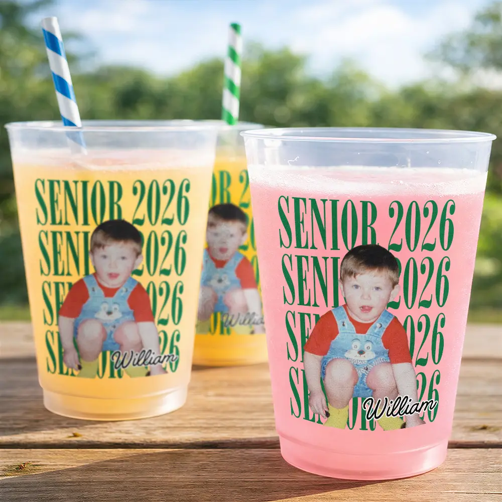 Custom Photo Senior Vintage Portrait - Personalized Frosted Cups - Image 4