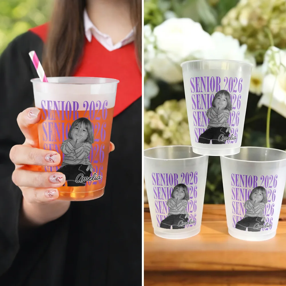 Custom Photo Senior Vintage Portrait - Personalized Frosted Cups - Image 6