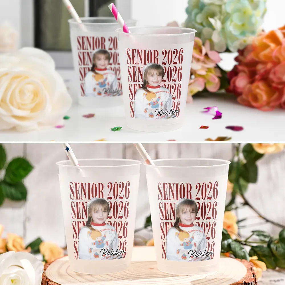 Custom Photo Senior Vintage Portrait - Personalized Frosted Cups - Image 7
