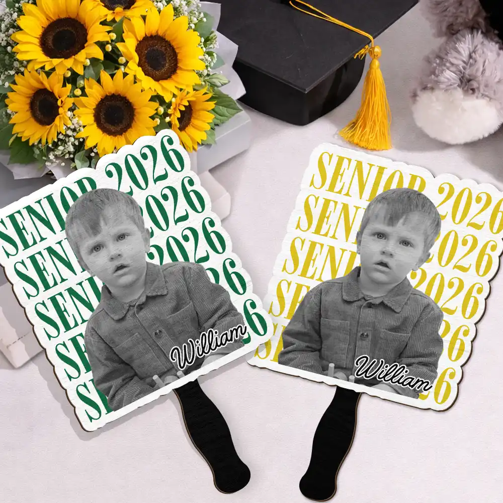 Custom Photo Senior Vintage Portrait - Personalized Graduation Handheld Fan - Image 3