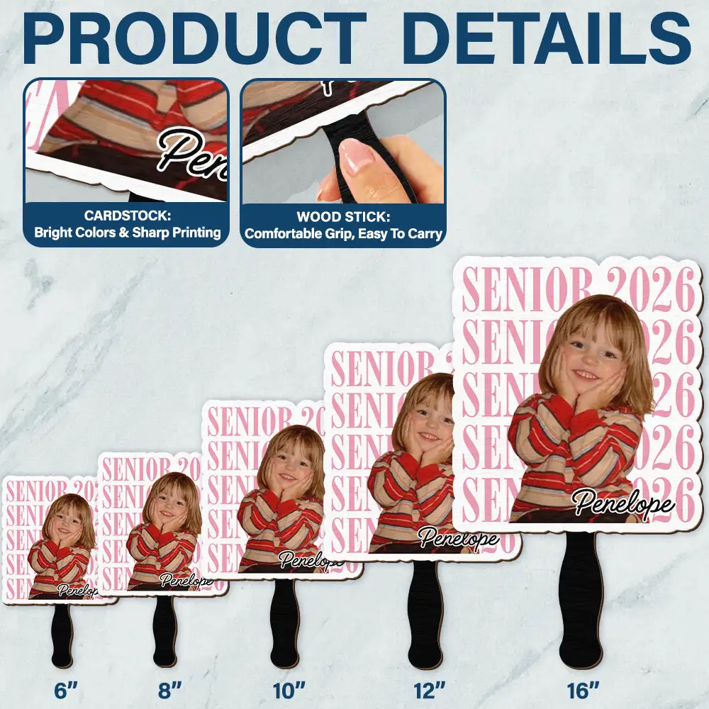 Custom Photo Senior Vintage Portrait - Personalized Graduation Handheld Fan - Image 5