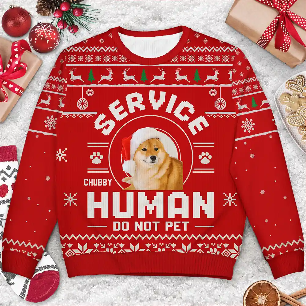 Custom Photo Service Human Do Not Pet - Personalized Unisex Ugly Sweater - Image 4
