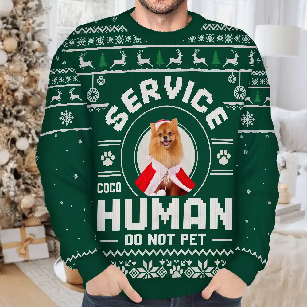 Custom Photo Service Human Do Not Pet - Personalized Unisex Ugly Sweater - Image 5