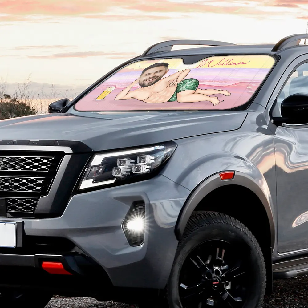 Custom Photo Sexy Woman Man At The Beach - Personalized Auto Sunshade - Image 4