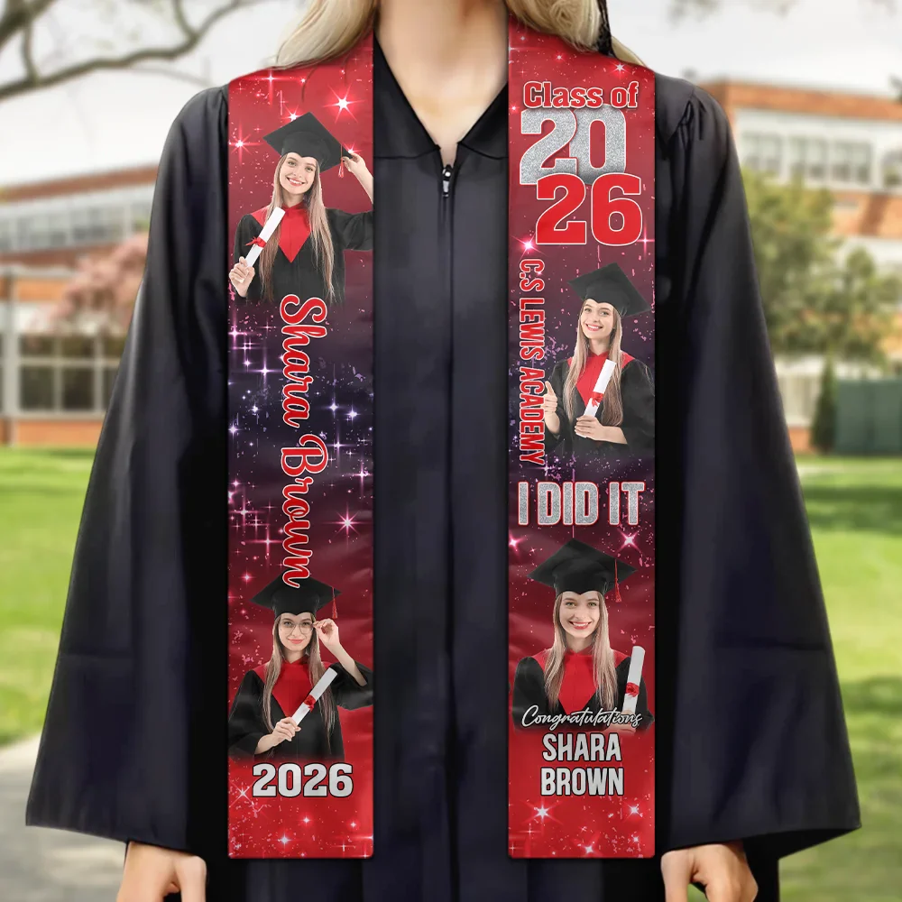 Custom Photo She Believed She Could So She Did - Personalized Stoles - Image 3