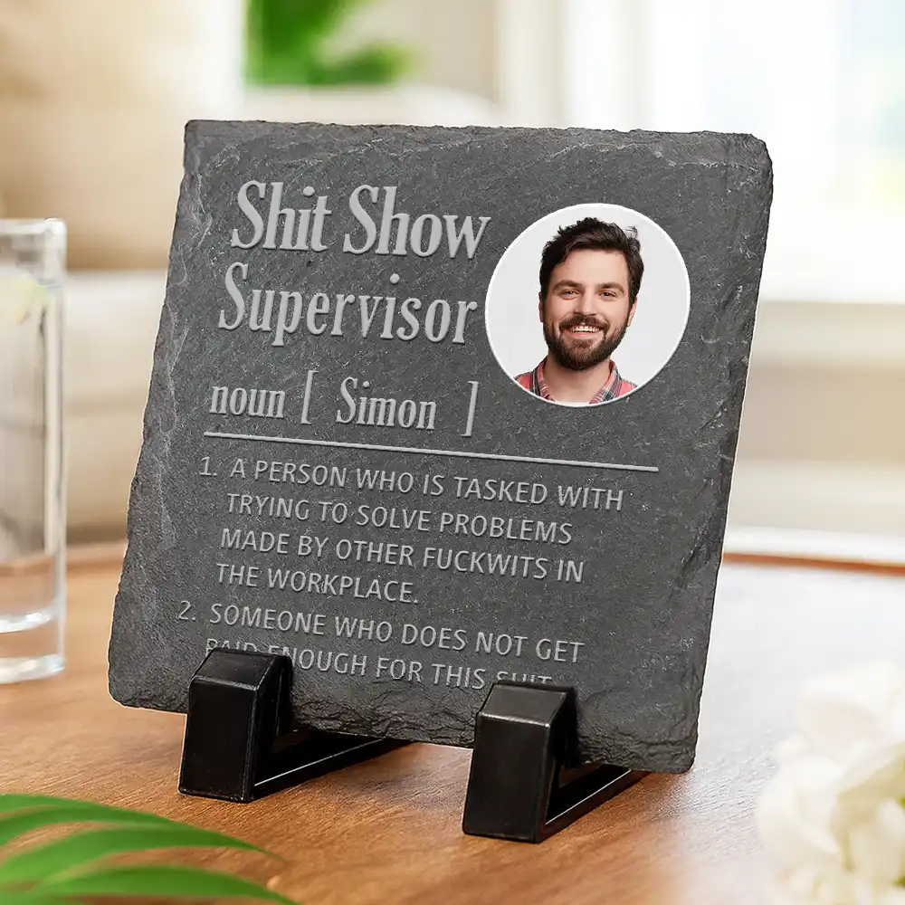 Custom Photo Show Supervisor Funny Officer Colleague - Personalized Slate Coaster - Image 3