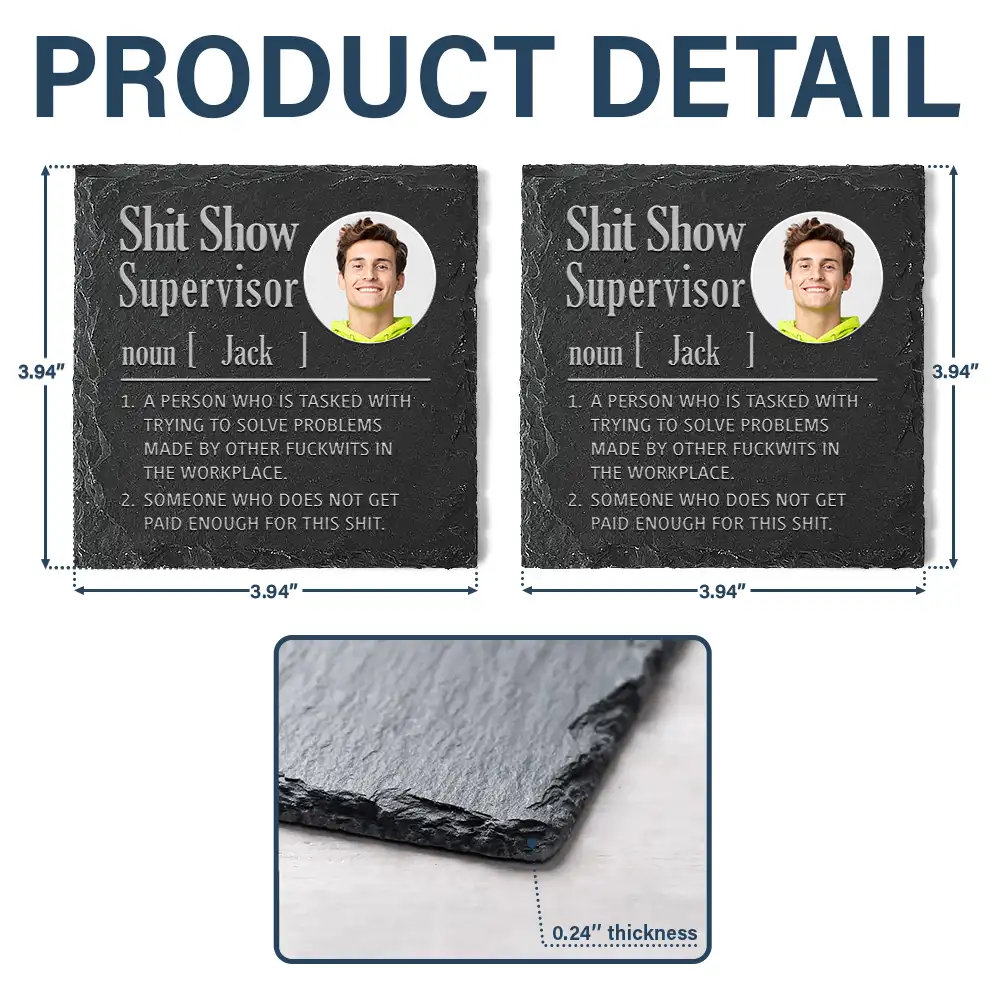Custom Photo Show Supervisor Funny Officer Colleague - Personalized Slate Coaster - Image 5
