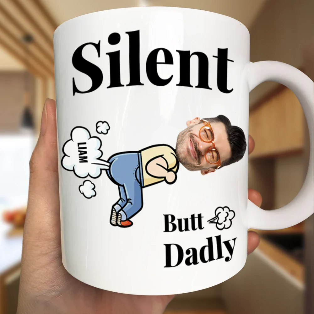 Custom Photo Silent Butt Dadly - Personalized Mug - Image 4