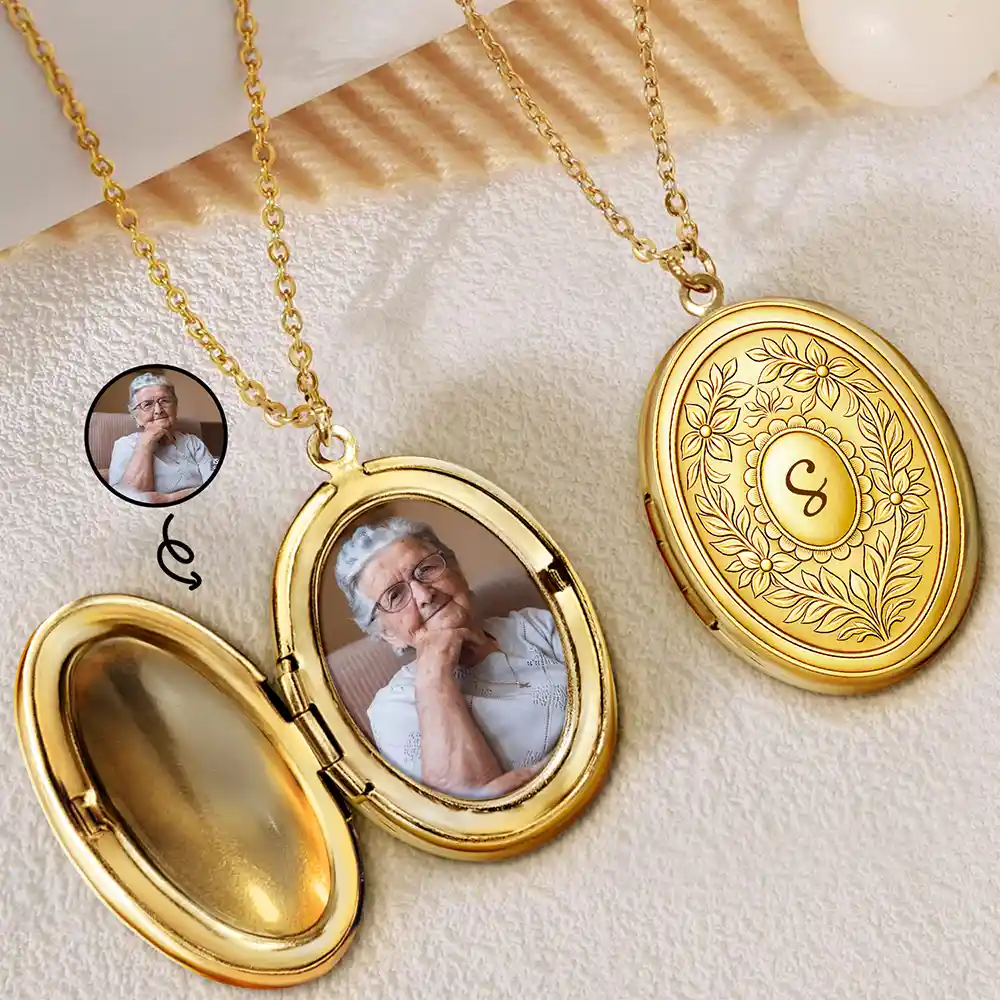 Custom Photo Simple Initial Necklace - Personalized Locket Necklace