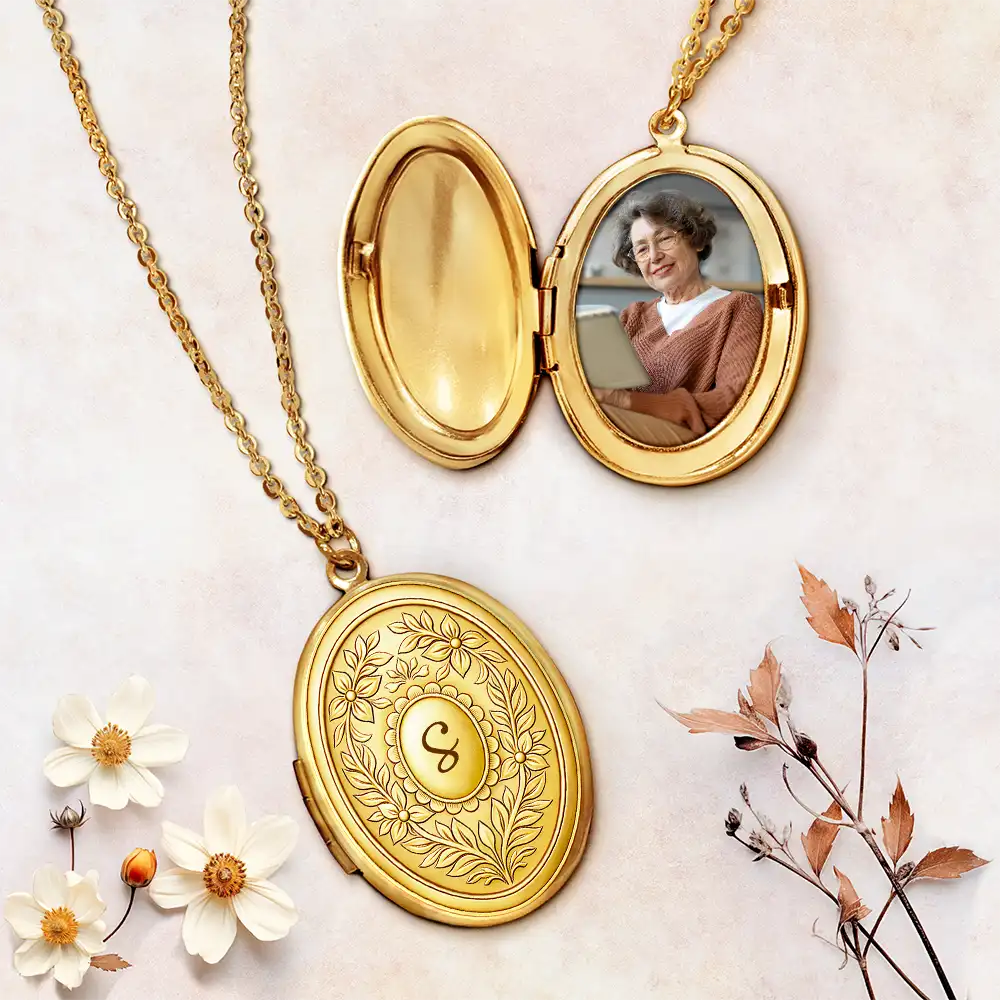 Custom Photo Simple Initial Necklace - Personalized Locket Necklace - Image 3