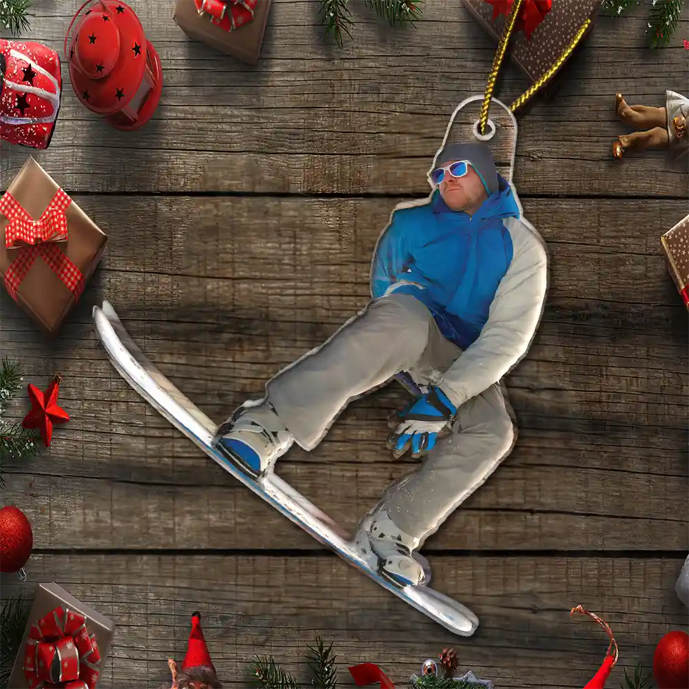 Custom Photo Snowboarding Lovers - Personalized Acrylic Photo Ornament - Image 7