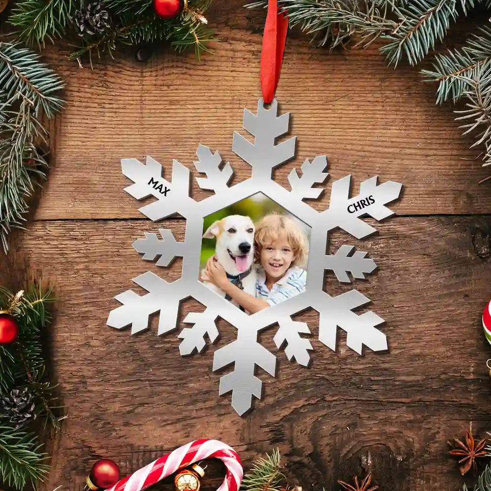 Custom Photo Snowflake For Family, Bestie, Pet Lover - Personalized Metal Ornament - Image 5