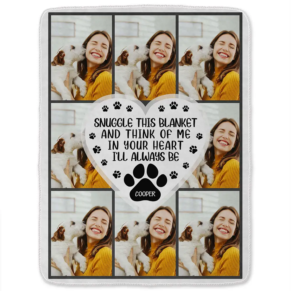 Custom Photo Snuggle This Blanket And Think Of Me - Personalized Fleece Blanket, Sherpa Blanket - Image 2