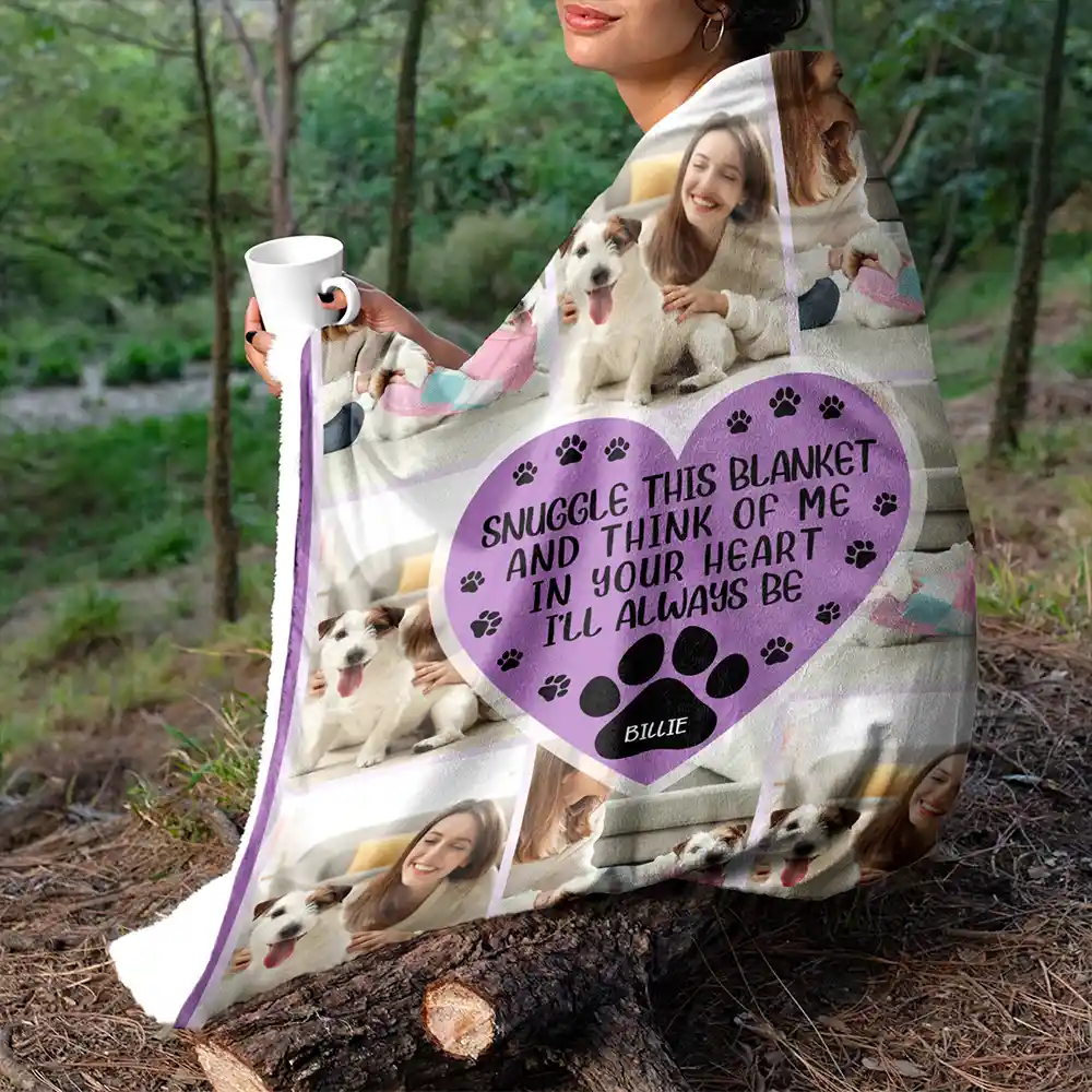 Custom Photo Snuggle This Blanket And Think Of Me - Personalized Fleece Blanket, Sherpa Blanket - Image 5