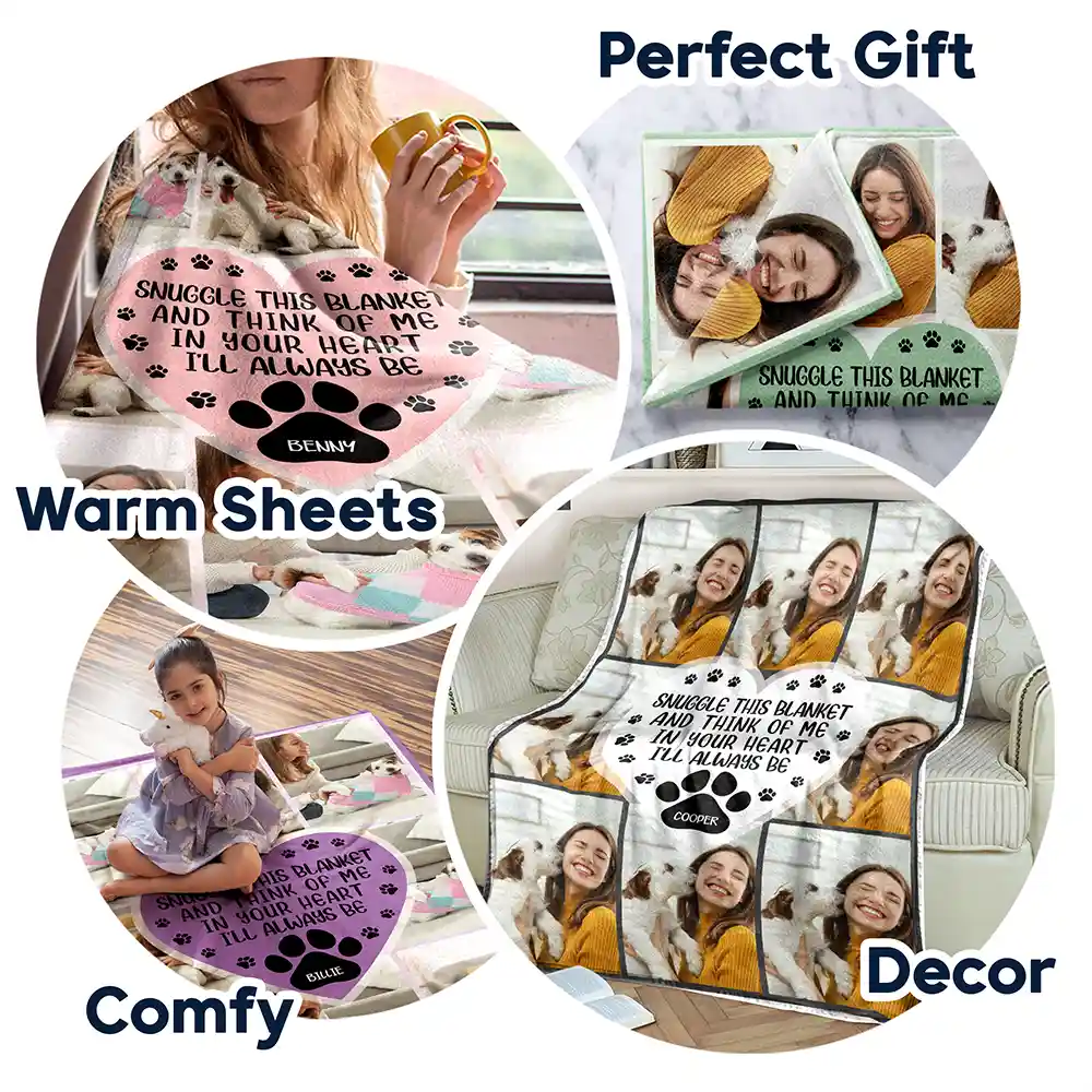 Custom Photo Snuggle This Blanket And Think Of Me - Personalized Fleece Blanket, Sherpa Blanket - Image 7