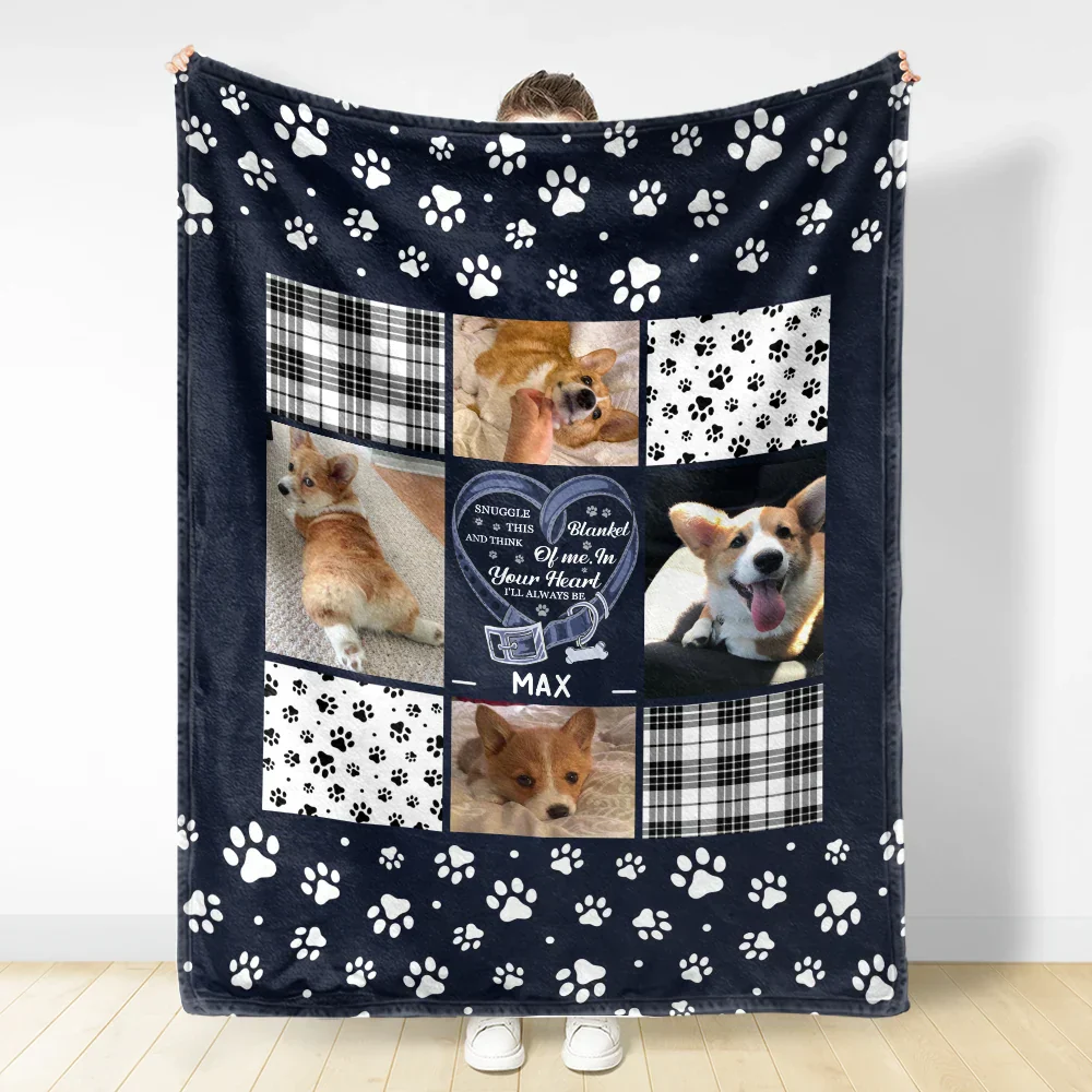 Custom Photo Snuggle This Blanket Pet Memorial - Personalized Fleece Blanket, Sherpa Blanket - Image 3