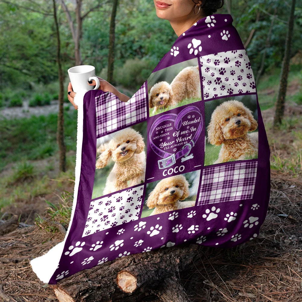 Custom Photo Snuggle This Blanket Pet Memorial - Personalized Fleece Blanket, Sherpa Blanket - Image 5