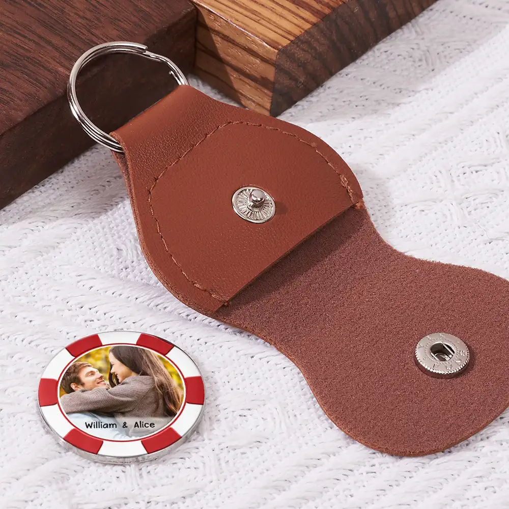 Custom Photo Sometimes I Catch Myself - Personalized Leather Pocket Hug - Image 2