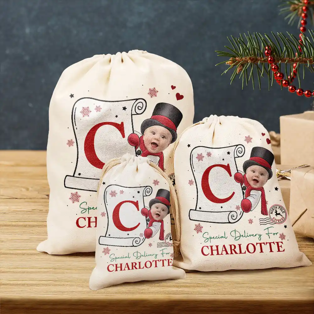 Custom Photo Special Delivery For Baby Santa - Personalized Favor Bag - Image 4