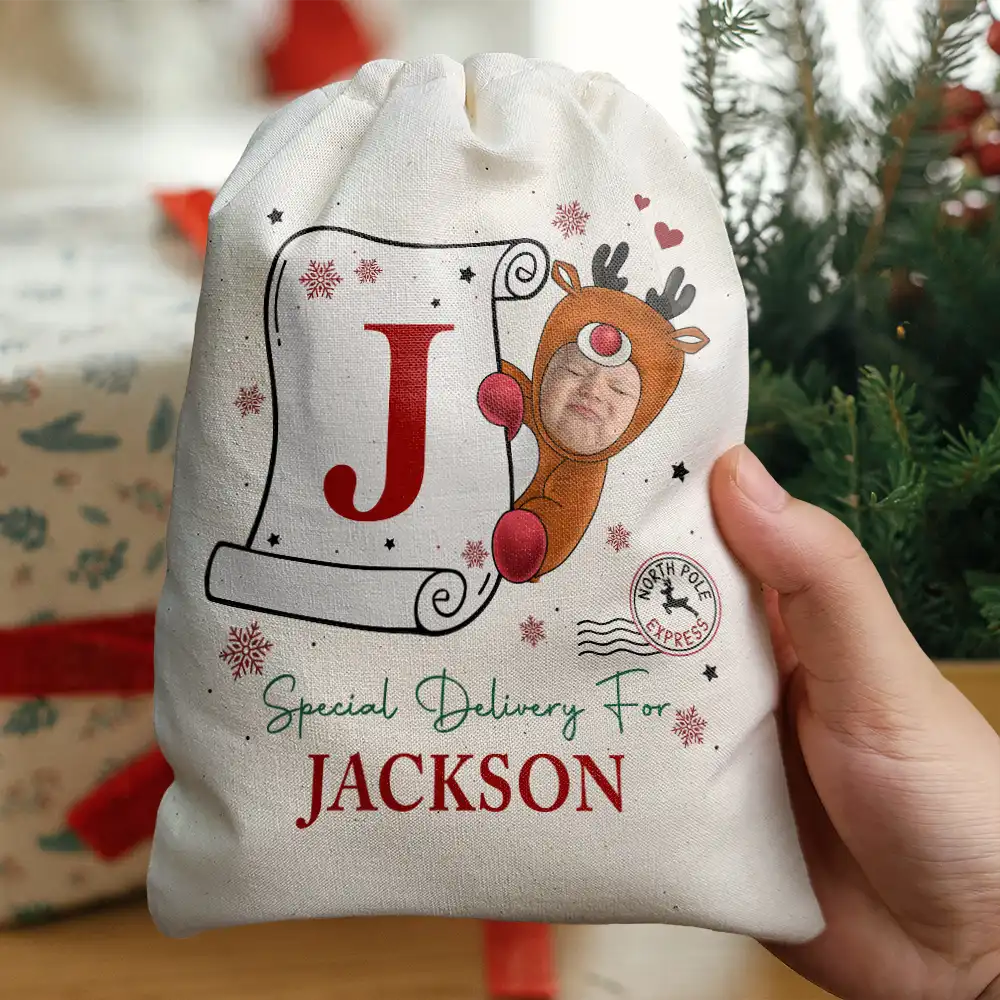 Custom Photo Special Delivery For Baby Santa - Personalized Favor Bag - Image 6