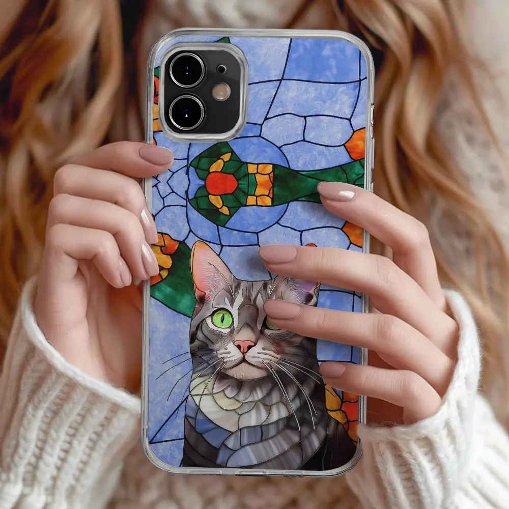 Custom Photo Stained Glass Portrait Mom Grandma Parents Family - Personalized Clear Phone Case - Image 3
