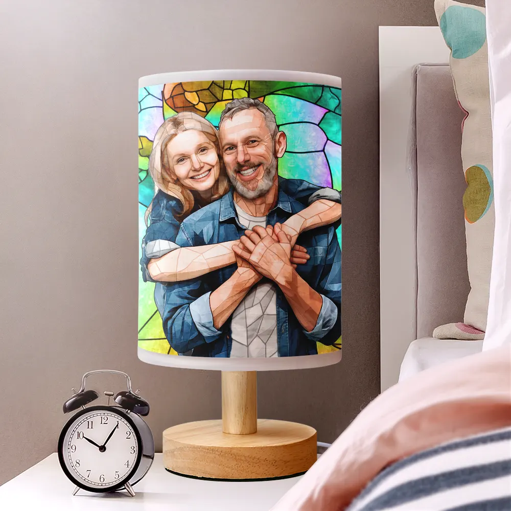 Custom Photo Stained Glass Portrait Mom Grandma Parents Family - Personalized Fabric Lamp - Image 3