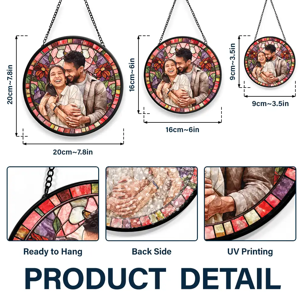Custom Photo Stained Glass Portrait Mom Grandma Parents Family - Personalized Stained Glass Window Hanging Suncatcher - Image 4