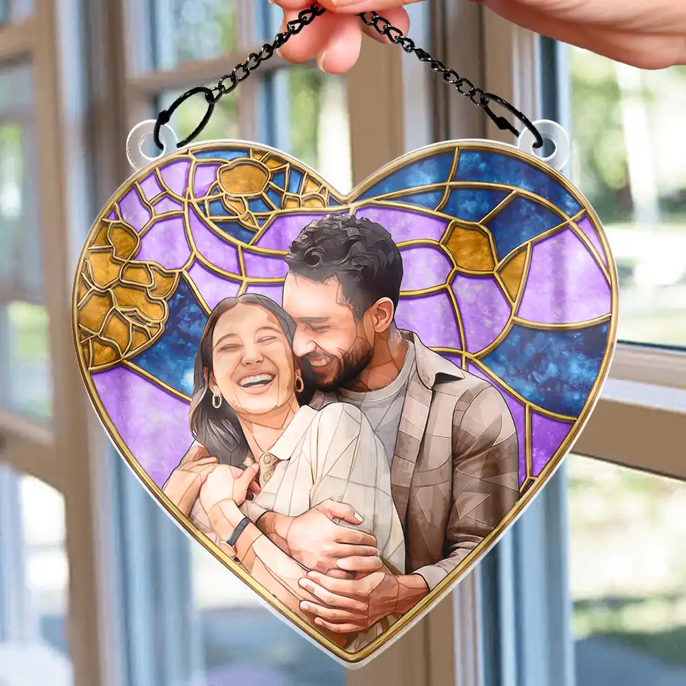 Custom Photo Stained Glass Portrait Mom Grandma Parents Family - Personalized Window Hanging Suncatcher Ornament - Image 3