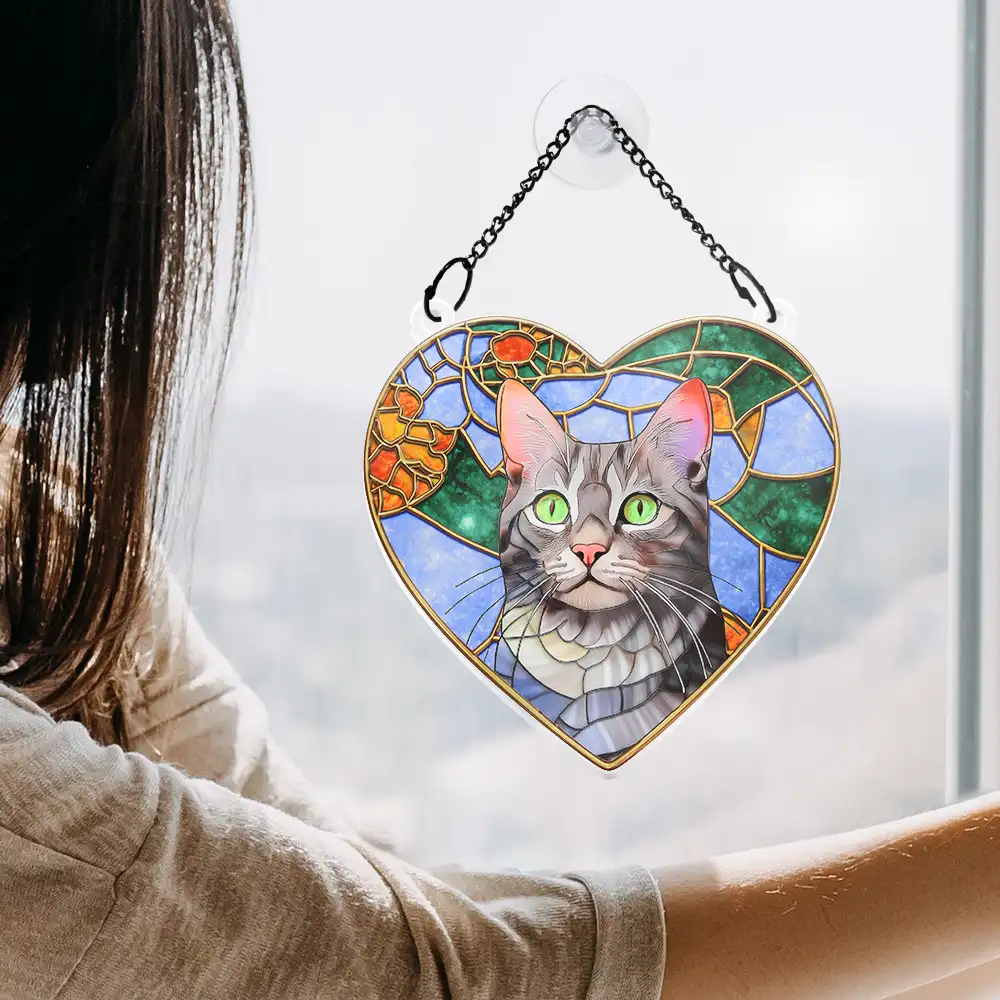 Custom Photo Stained Glass Portrait Mom Grandma Parents Family - Personalized Window Hanging Suncatcher Ornament - Image 5