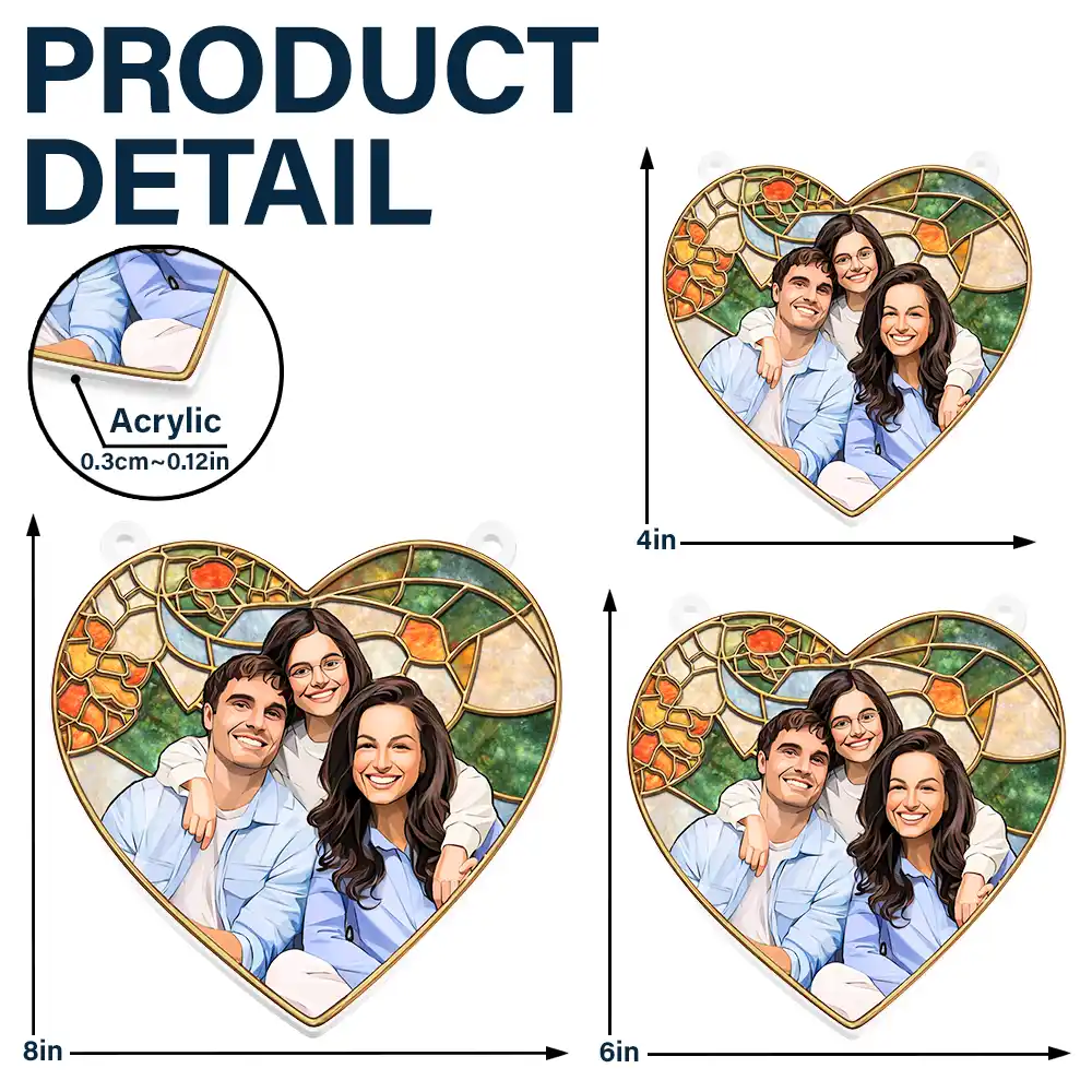Custom Photo Stained Glass Portrait Mom Grandma Parents Family - Personalized Window Hanging Suncatcher Ornament - Image 6