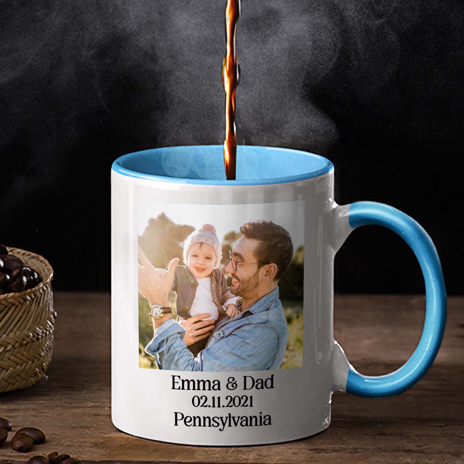 Custom Photo Star Map On The Day You Became My Daddy - Gift For Father, Papa - Personalized Custom Accent Mug - Image 2