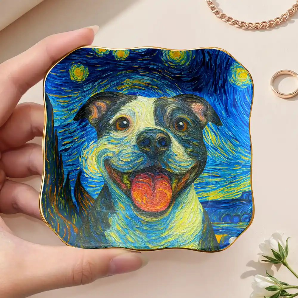 Custom Photo Starry Night Dog Cat Pet Kid - Personalized Ring Dish - Image 4