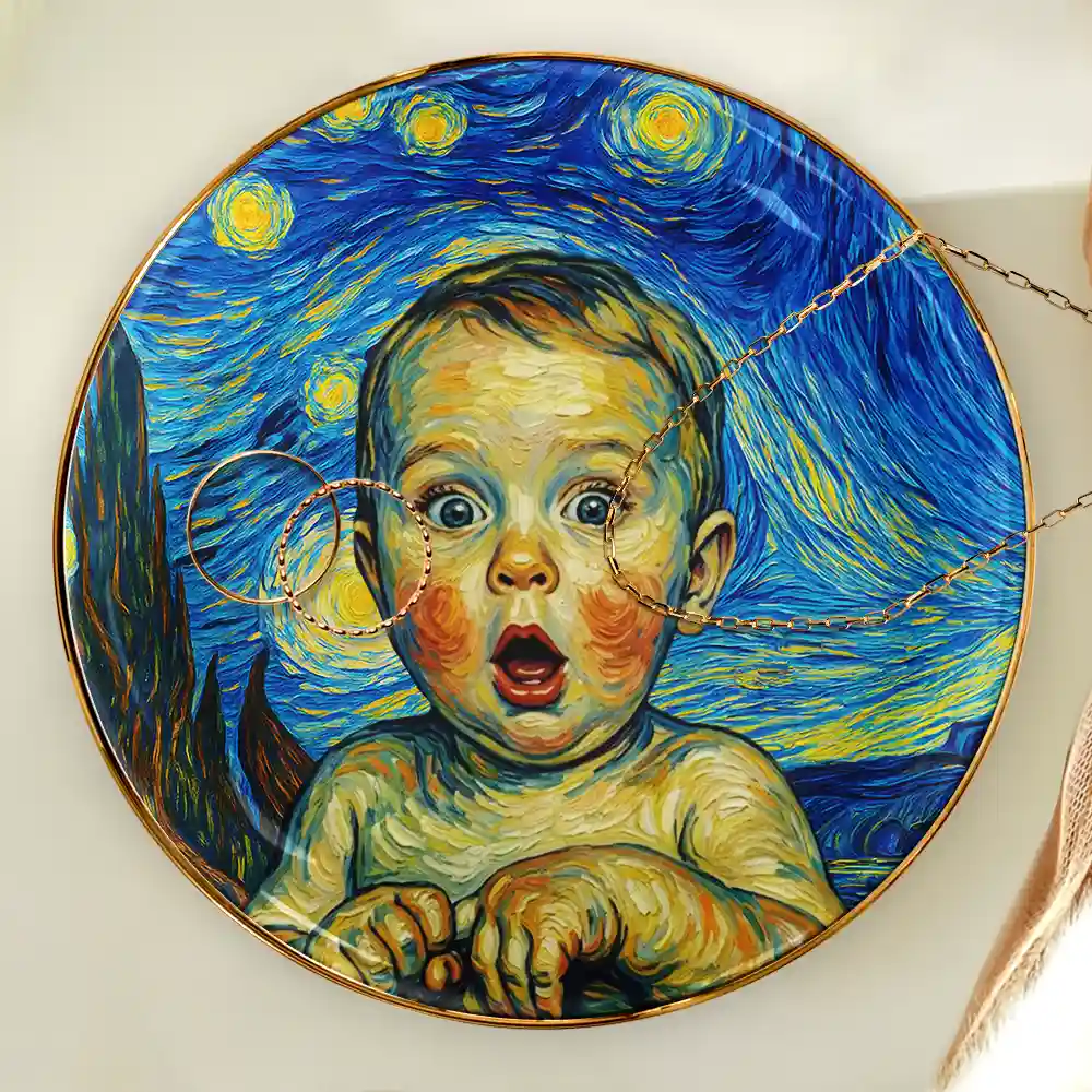 Custom Photo Starry Night Dog Cat Pet Kid - Personalized Ring Dish - Image 5