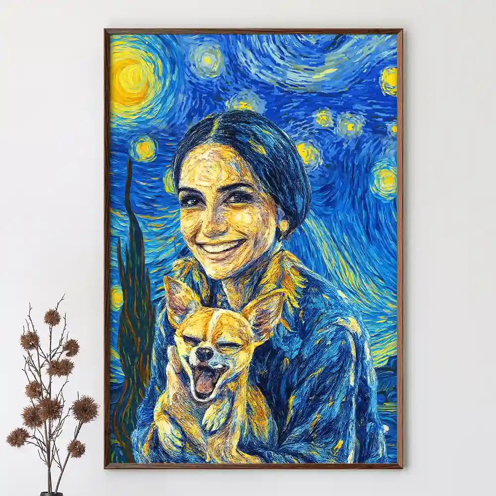 Custom Photo Starry Night Dog Mom Cat Mom Pet Lover - Personalized Poster - Image 4
