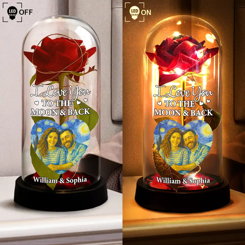 Custom Photo Starry Night You And Me We Got This - Personalized Everlasting Rose Dome Lamp - Image 5