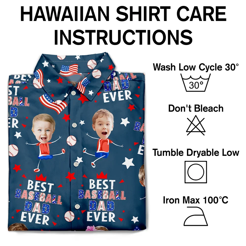 Custom Photo Stars & Stripes Best Baseball Mom Dad Ever - Personalized Hawaiian Shirt - Image 8