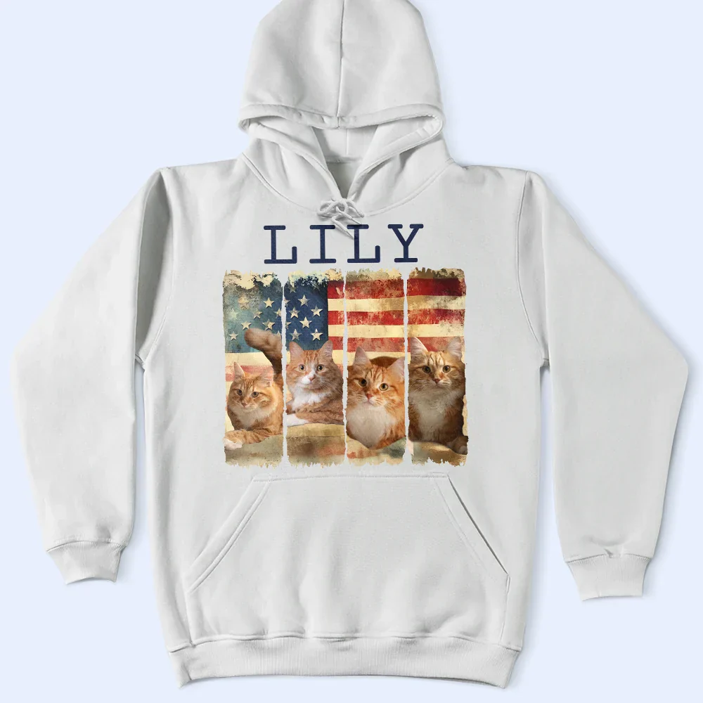 Custom Photo Stars & Stripes Pet Face - Personalized T Shirt - Image 5