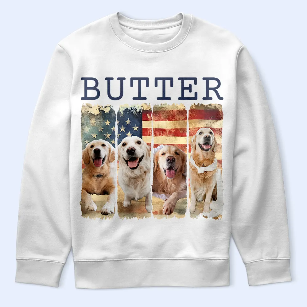 Custom Photo Stars & Stripes Pet Face - Personalized T Shirt - Image 6