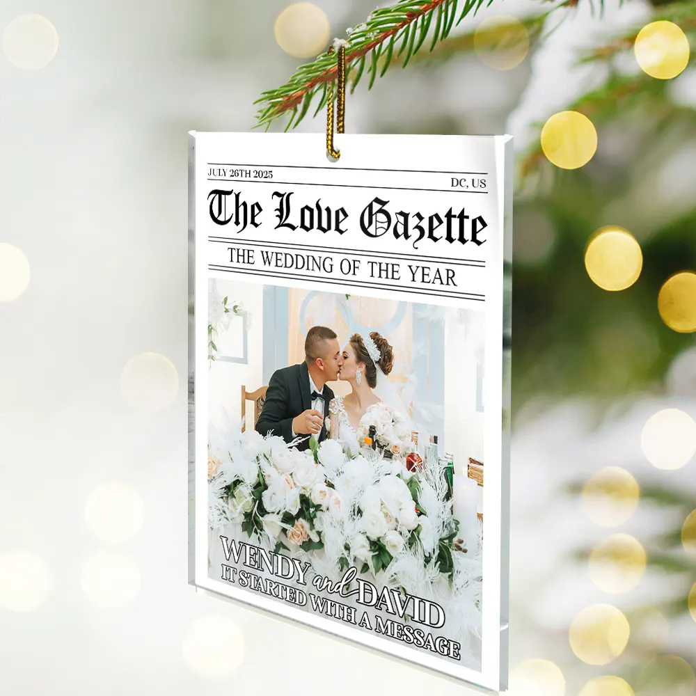 Custom Photo Started With A Message Couples - Personalized Custom Shaped Acrylic Ornament - Image 3