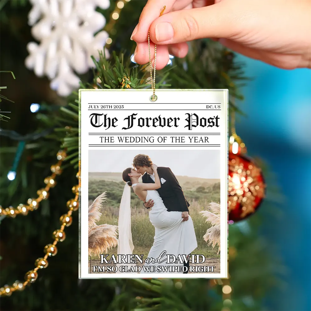 Custom Photo Started With A Message Couples - Personalized Custom Shaped Acrylic Ornament - Image 5