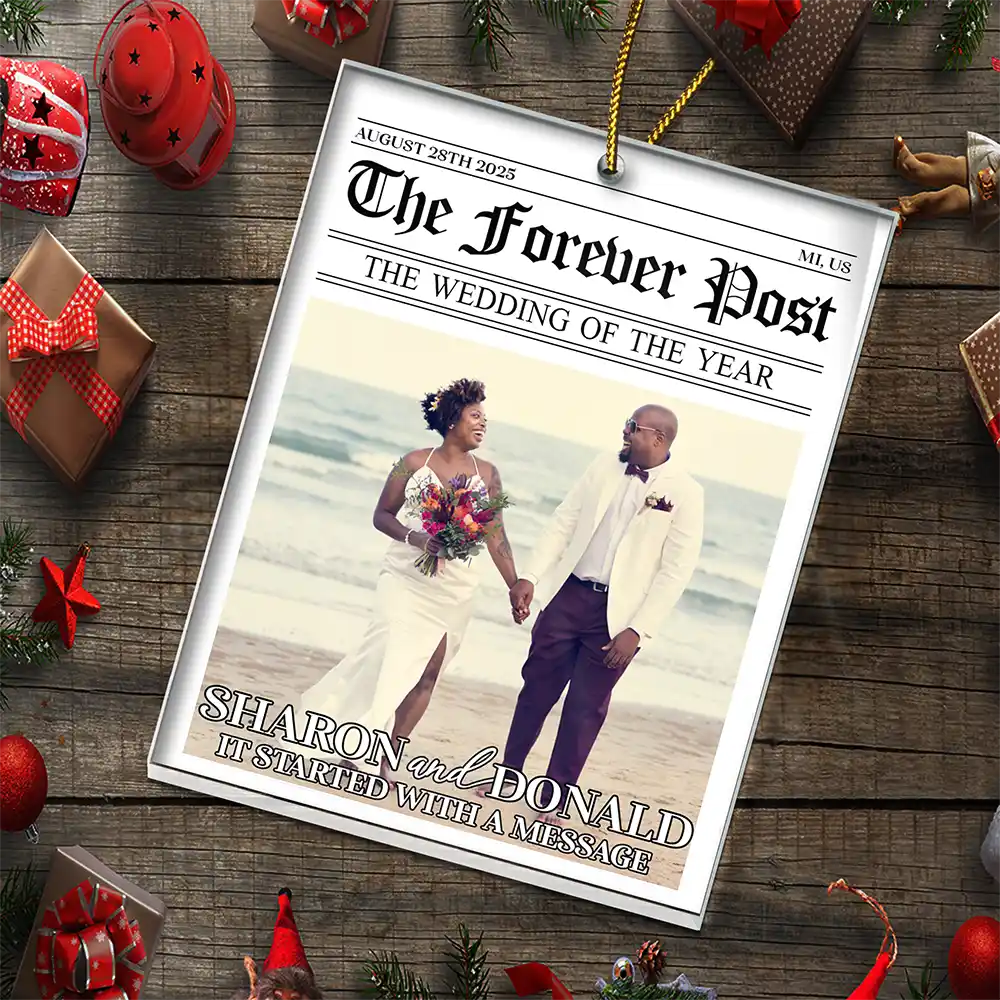 Custom Photo Started With A Message Couples - Personalized Custom Shaped Acrylic Ornament - Image 6