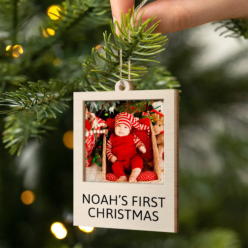 Custom Photo Strip Family Christmas - Personalized 2-Layered Wooden Ornament - Image 2
