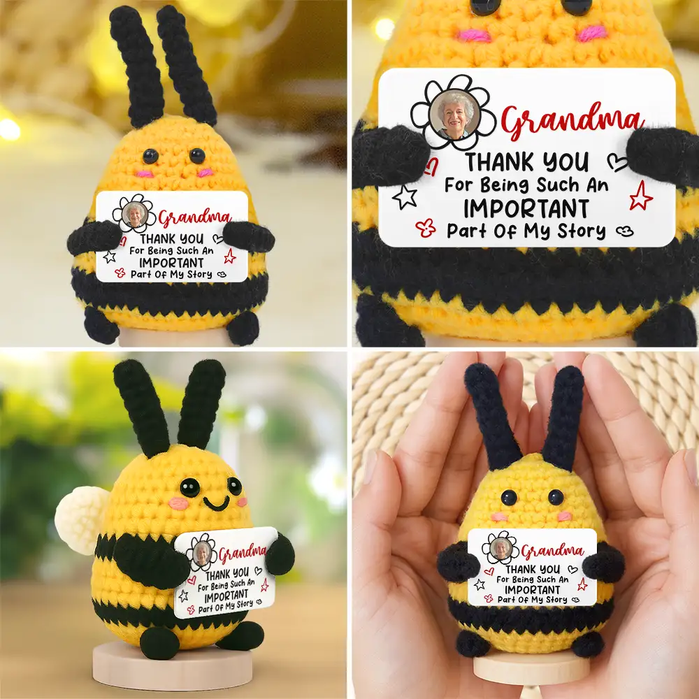 Custom Photo Thank You For Helping Me Grow - Personalized Doll Crochet With Custom Card - Image 3