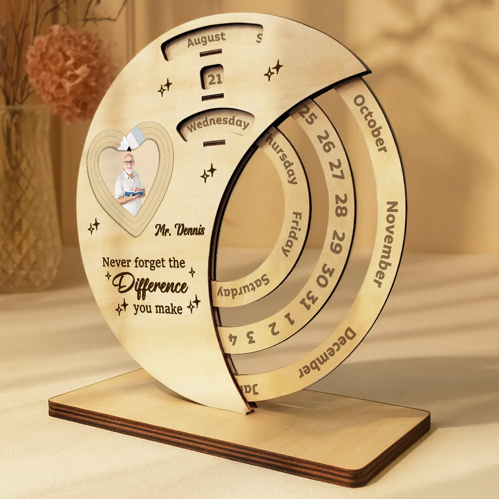 Custom Photo Thank You Teacher For Shaping Little Minds - Personalized Spinning Perpetual Desk Calendar - Image 4