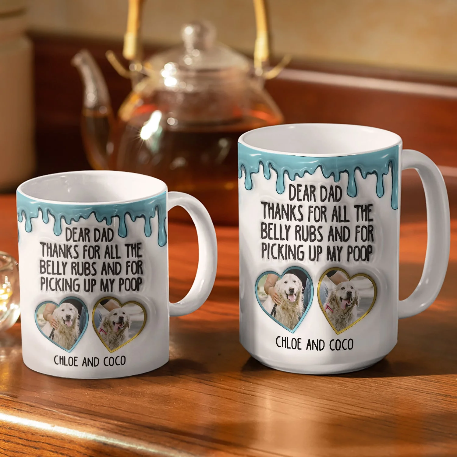 Custom Photo Thanks For All The Belly Rubs - Gift For Dog Dad, Dog Lovers - 3D Inflated Effect Printed Mug, Personalized White Edge-to-Edge Mug - Image 3
